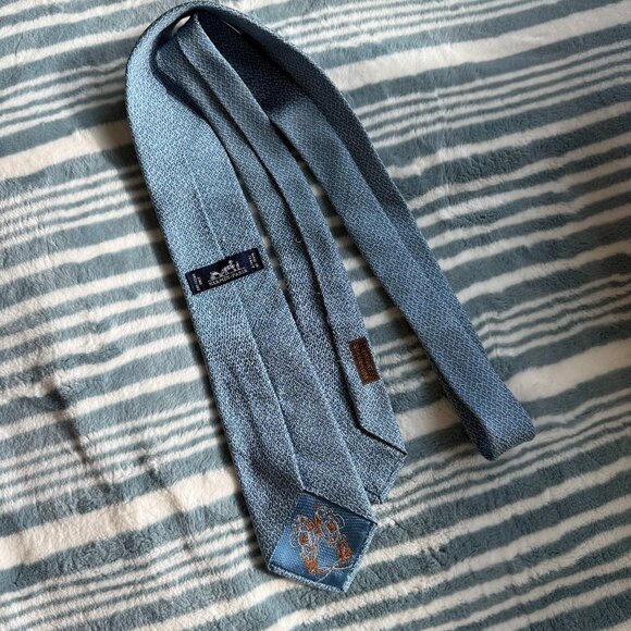 Hermes Blue H Pattern Silk Necktie - Picture 1 of 5
